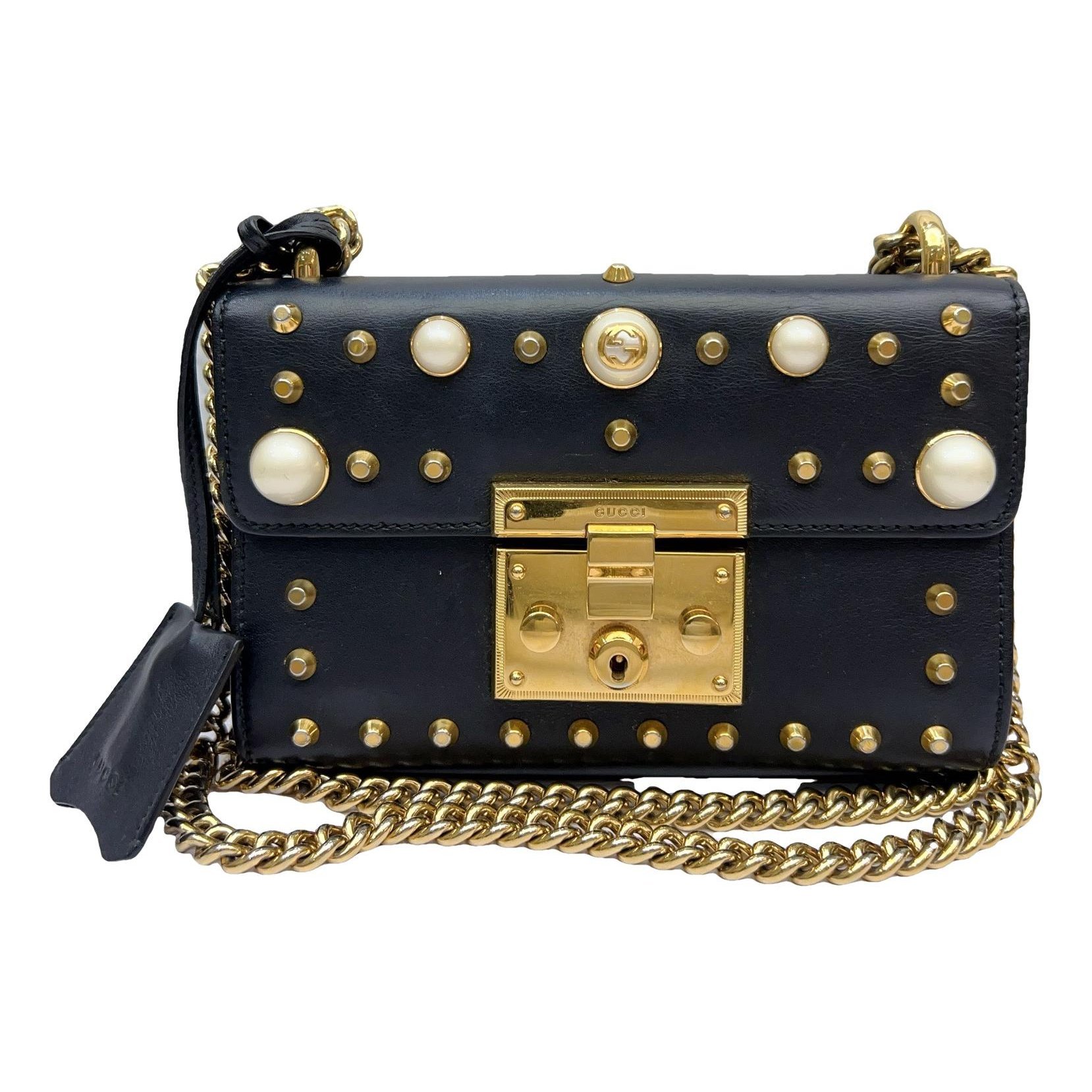 Padlock leather handbag