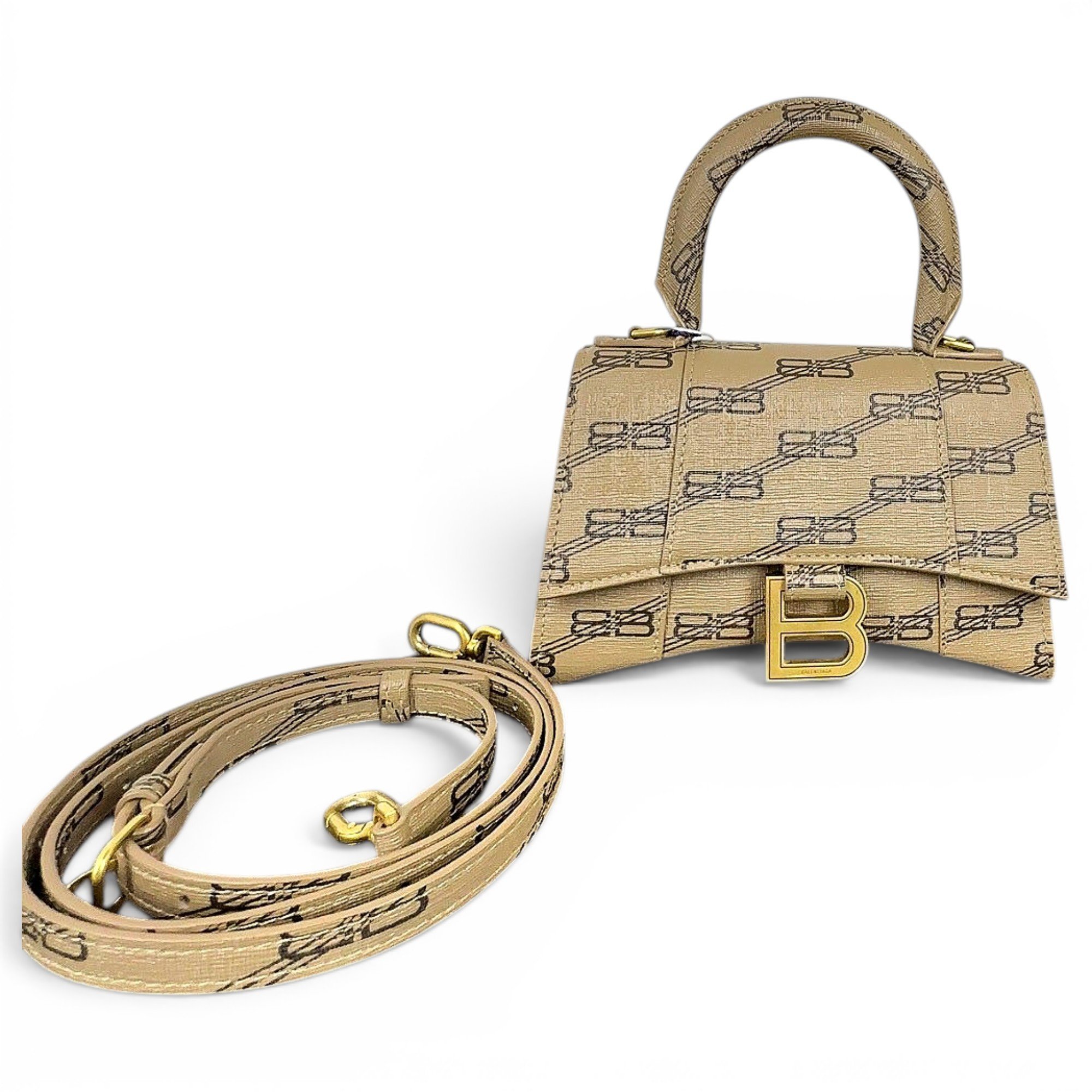 Hourglass leather handbag