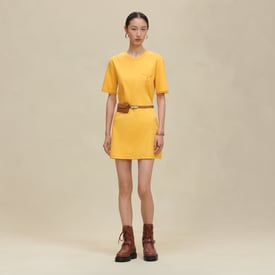 Embroidered pocket flared dress