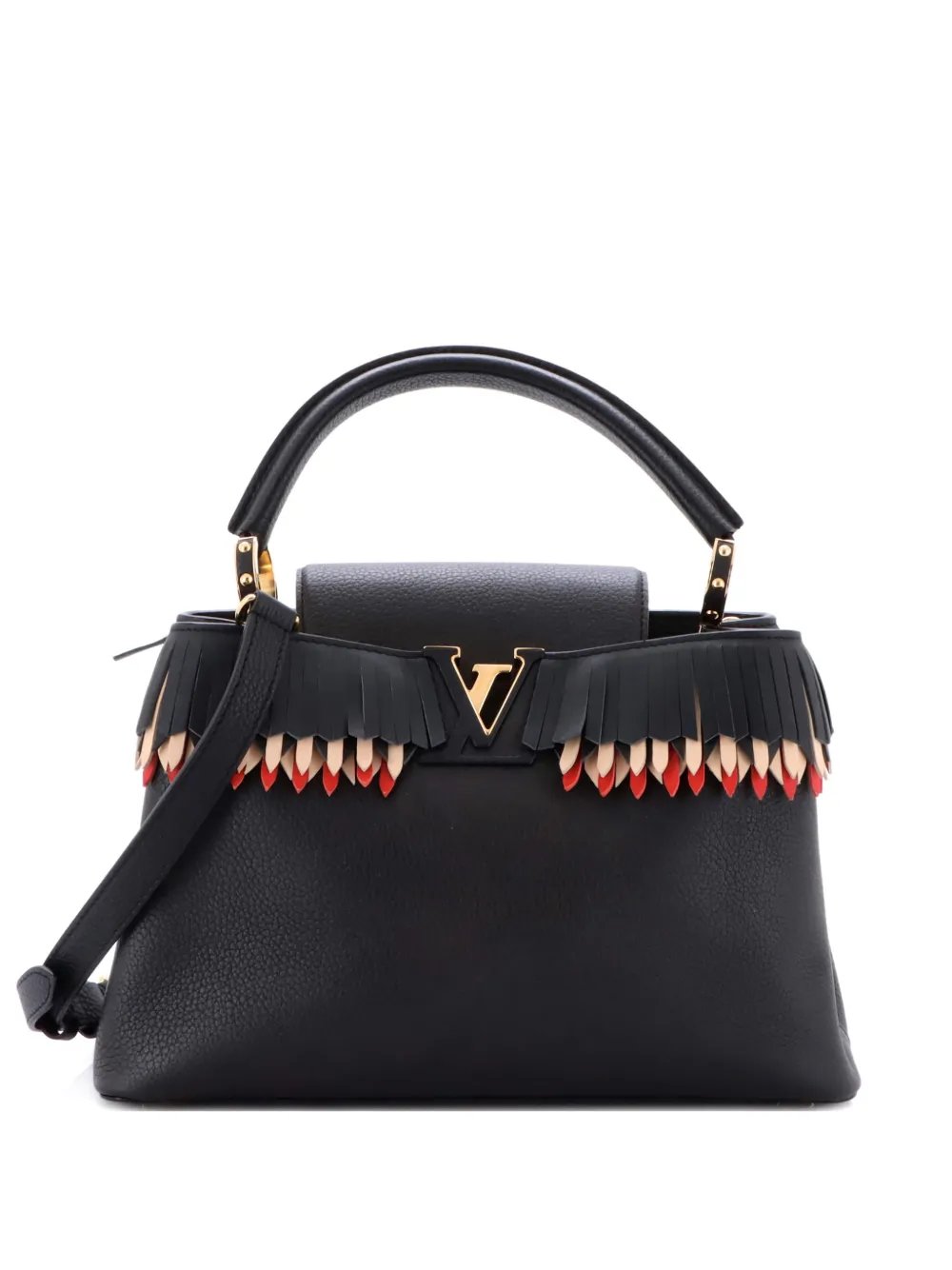 Capucines Bag Leather with Fringe Detail PM satchel