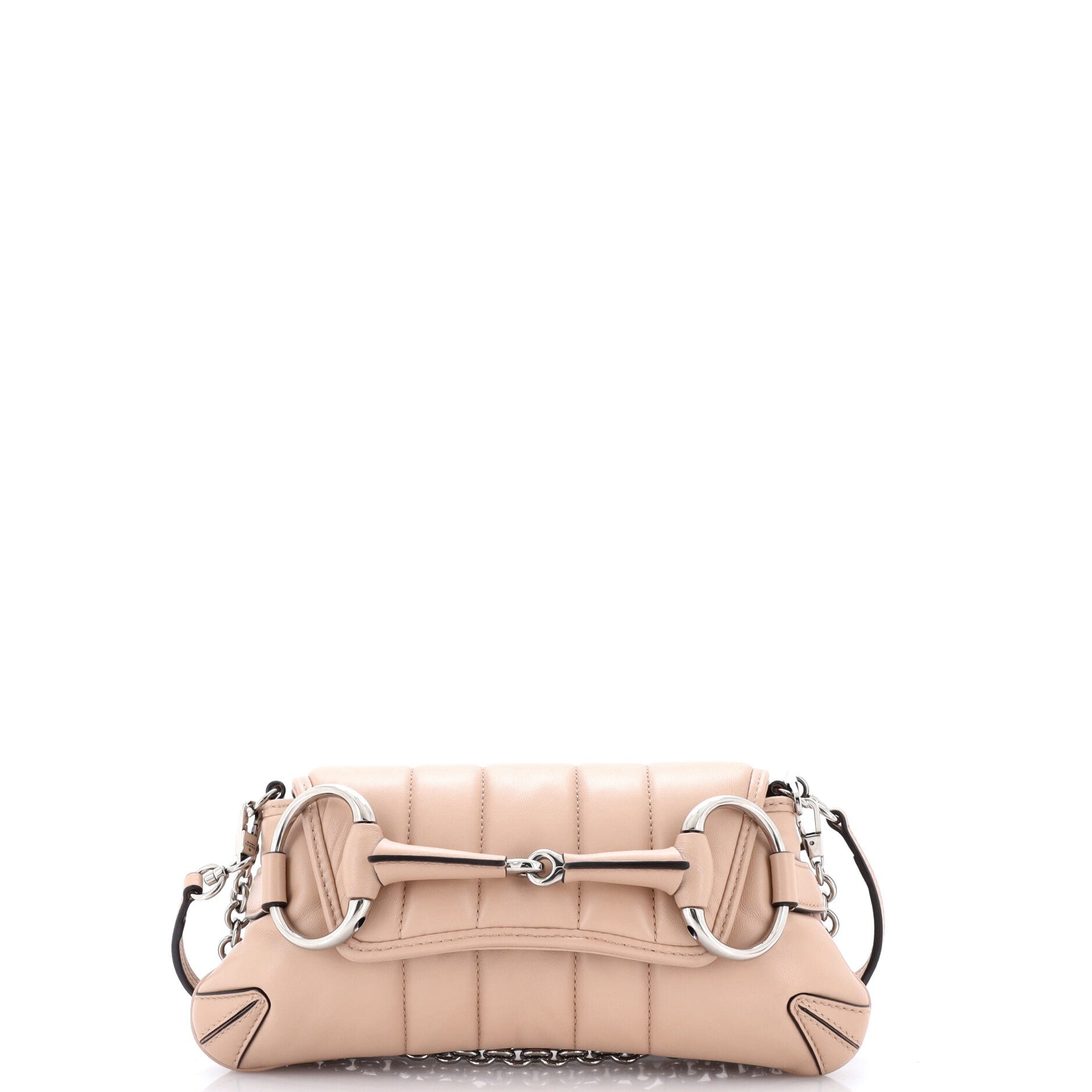 Horsebit Chain Shoulder Bag Vertical Quilted Leather Small