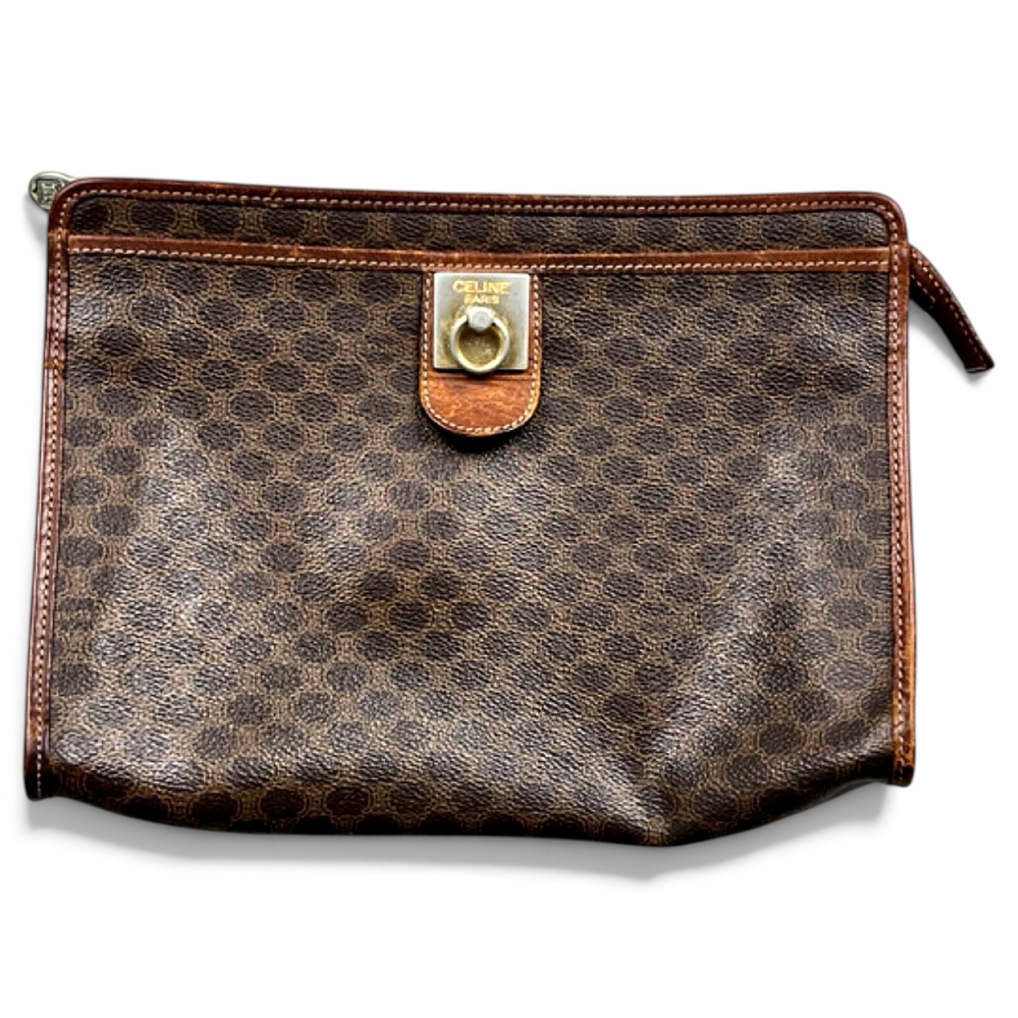 Triomphe Vintage leather clutch bag