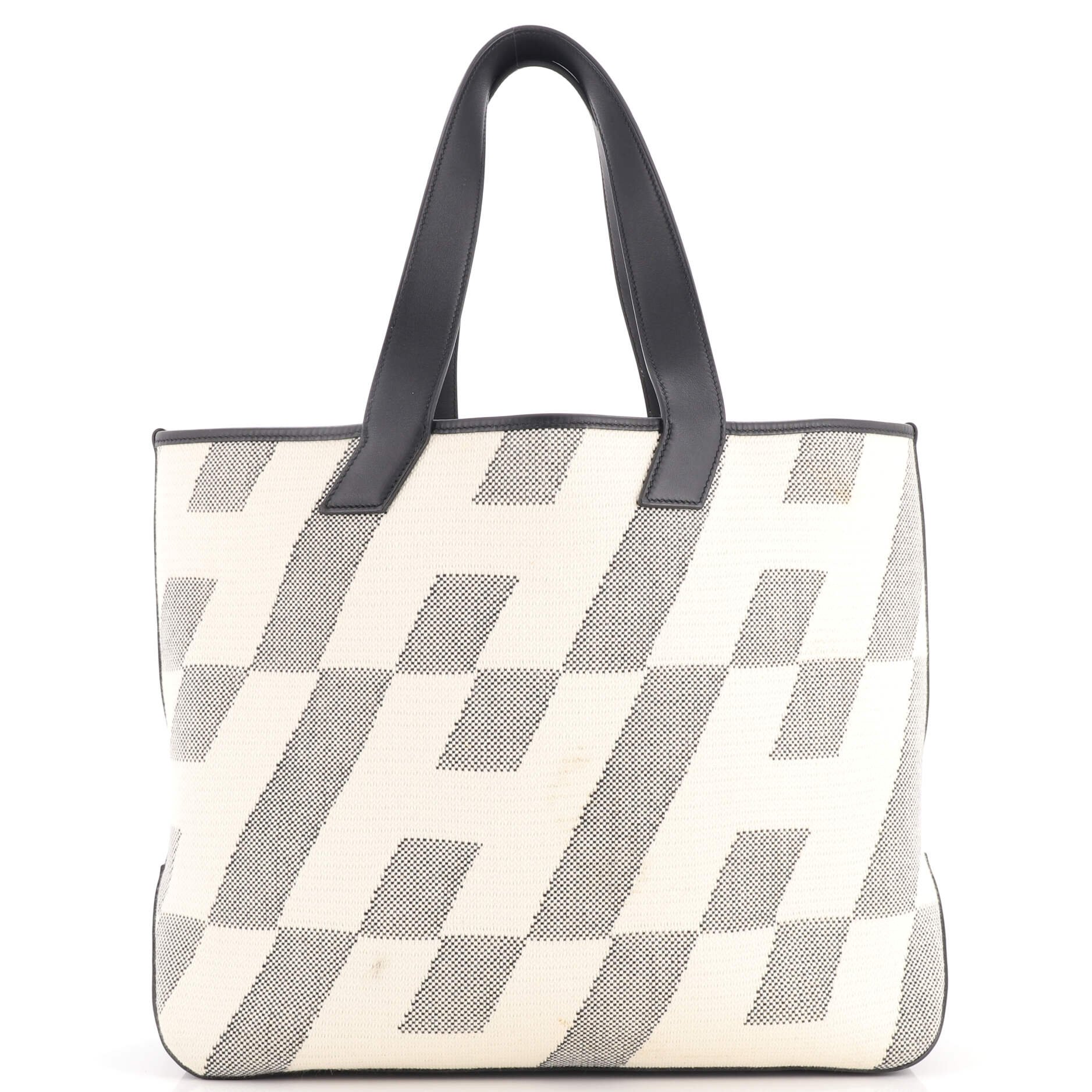 Cabas H en Biais Tote Canvas with Leather 40