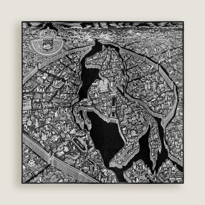 La Cite Cavaliere La Nuit Embroidered Scarf 90