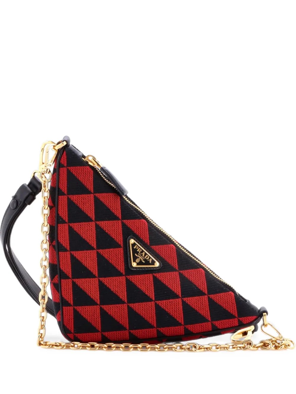 Symbole Triangle Bag Leather and Jacquard Mini shoulder bag