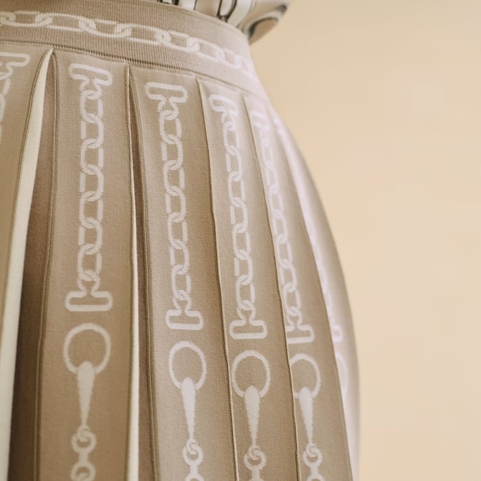 Beige Glaise "Effet Kaleidoscope" Pleated Skirt