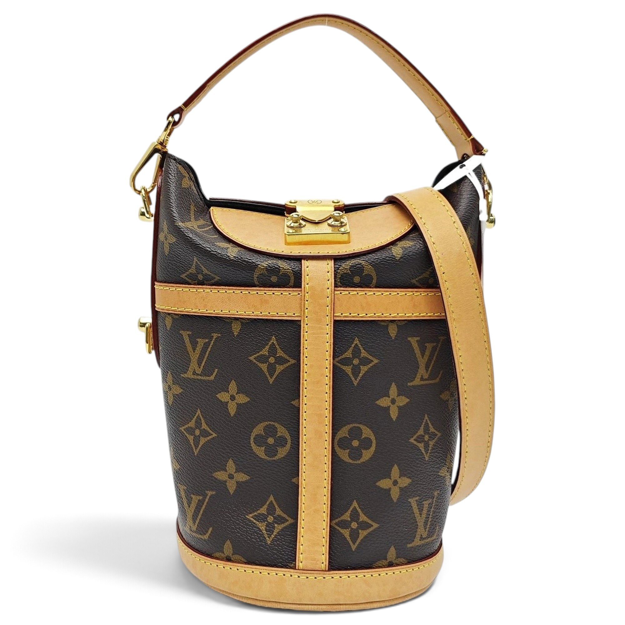 Duffle leather handbag