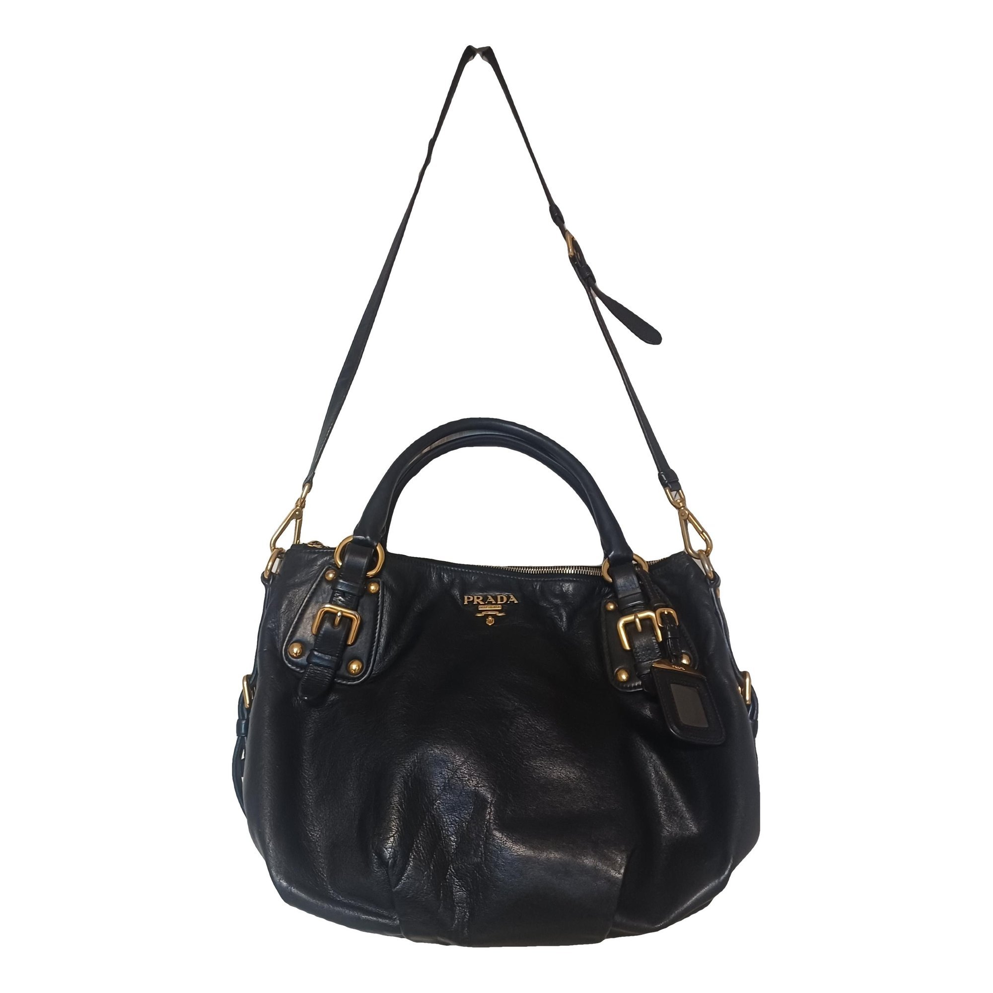 Buckle leather tote