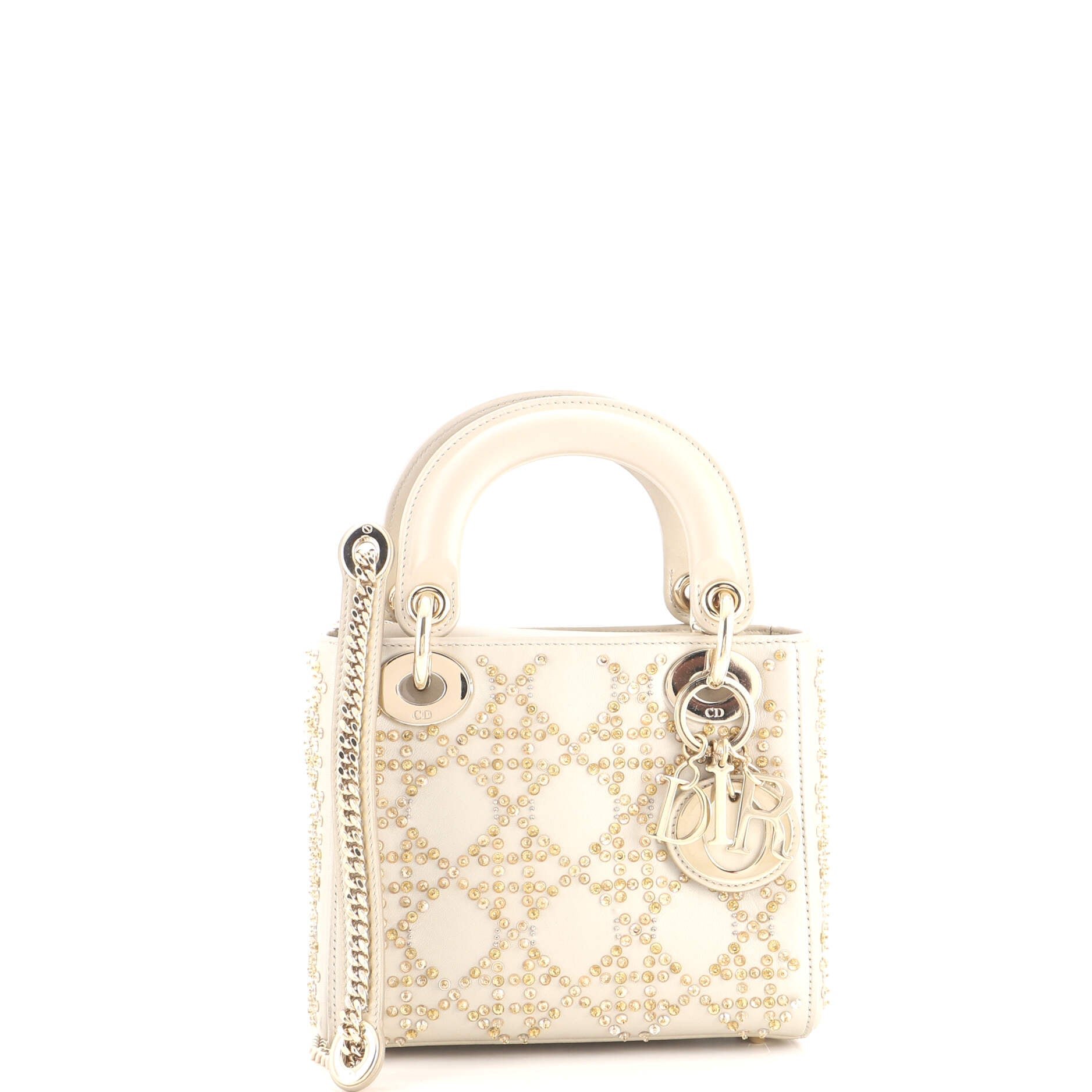 Lady Dior Chain Bag Crystal Embellished Cannage Quilt Leather Mini