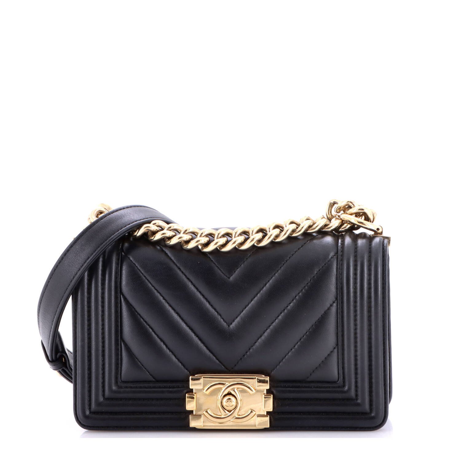 Chanel Boy Flap Bag Chevron Lambskin Small