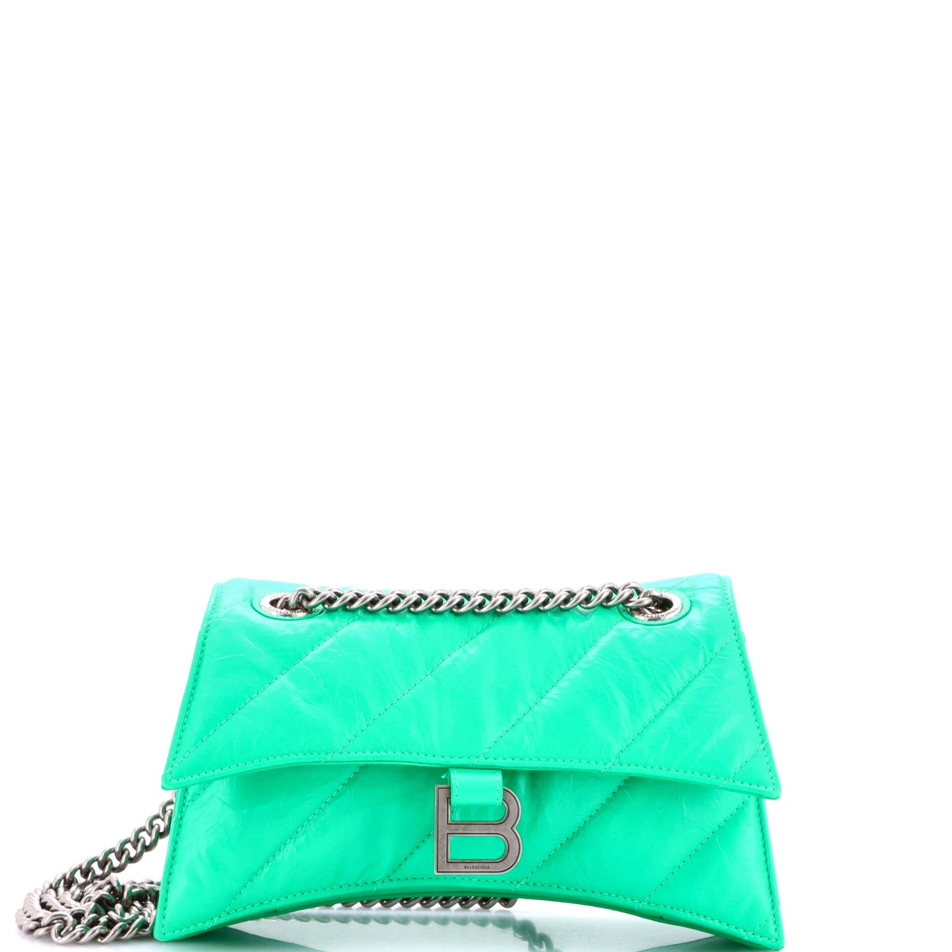 Crush Chain Flap Bag Quilted Crushed Calfskin Small