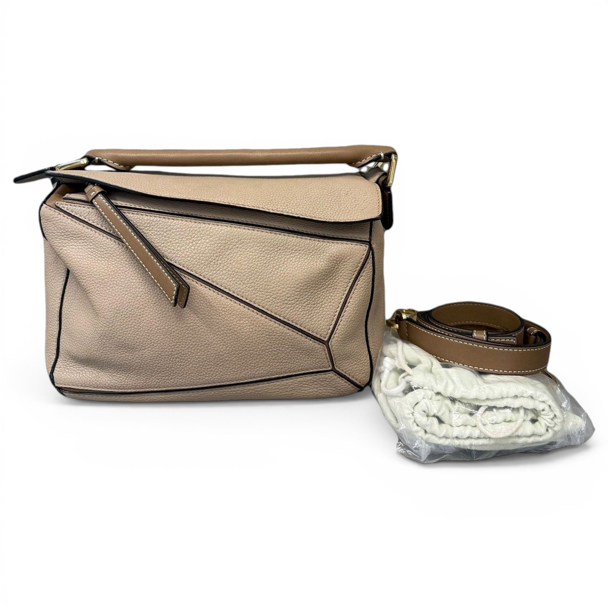 Puzzle leather handbag