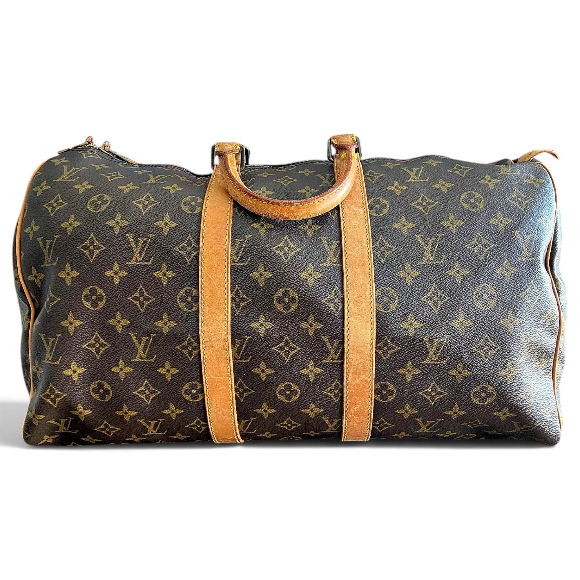 Louis Vuitton Keepall leather travel bag