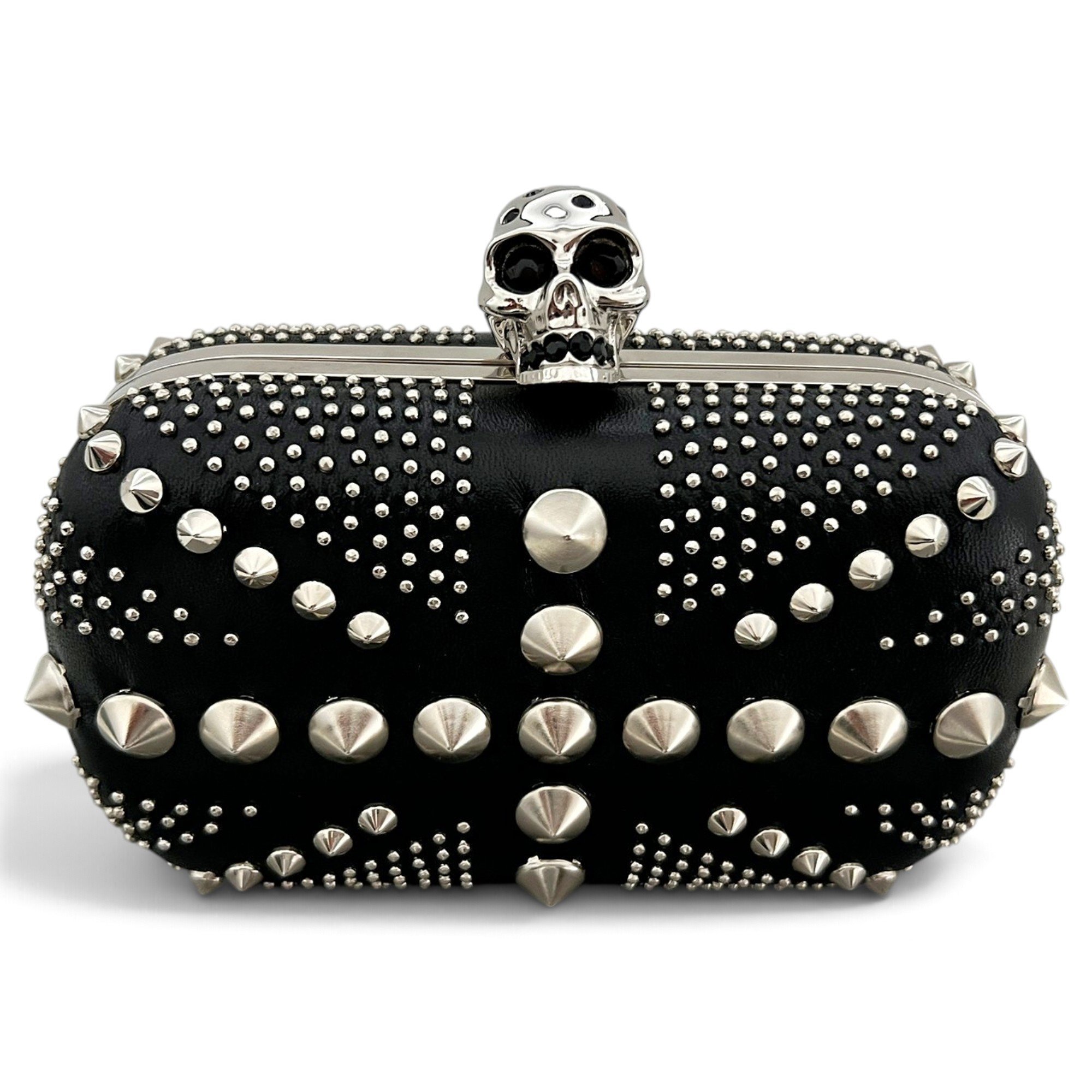Skull leather clutch bag