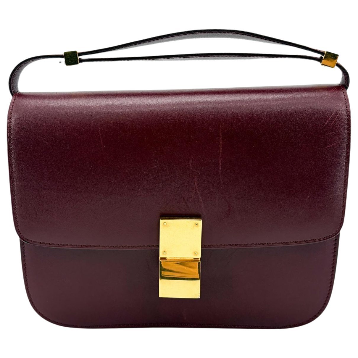 Clasp box leather handbag