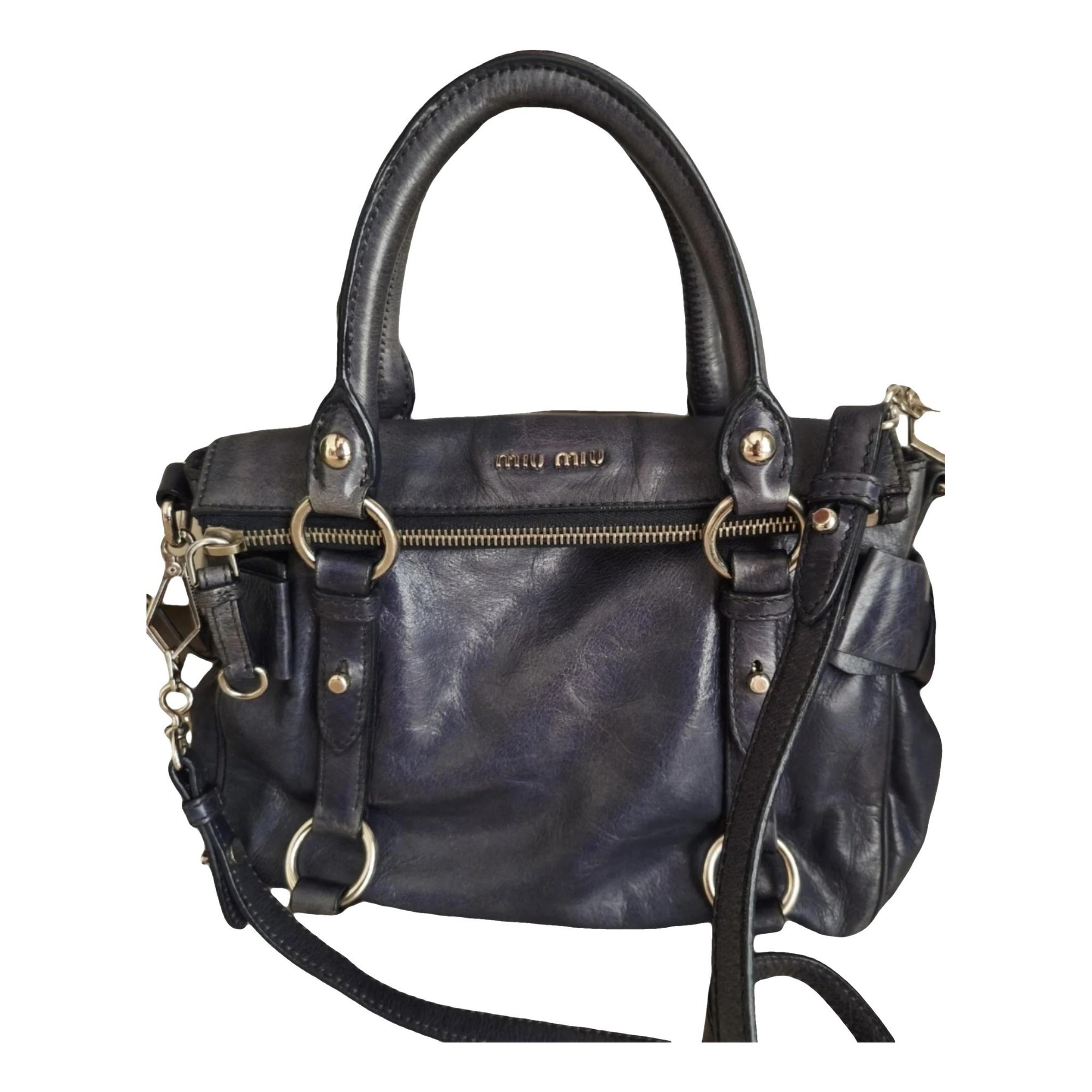 Bow bag leather handbag