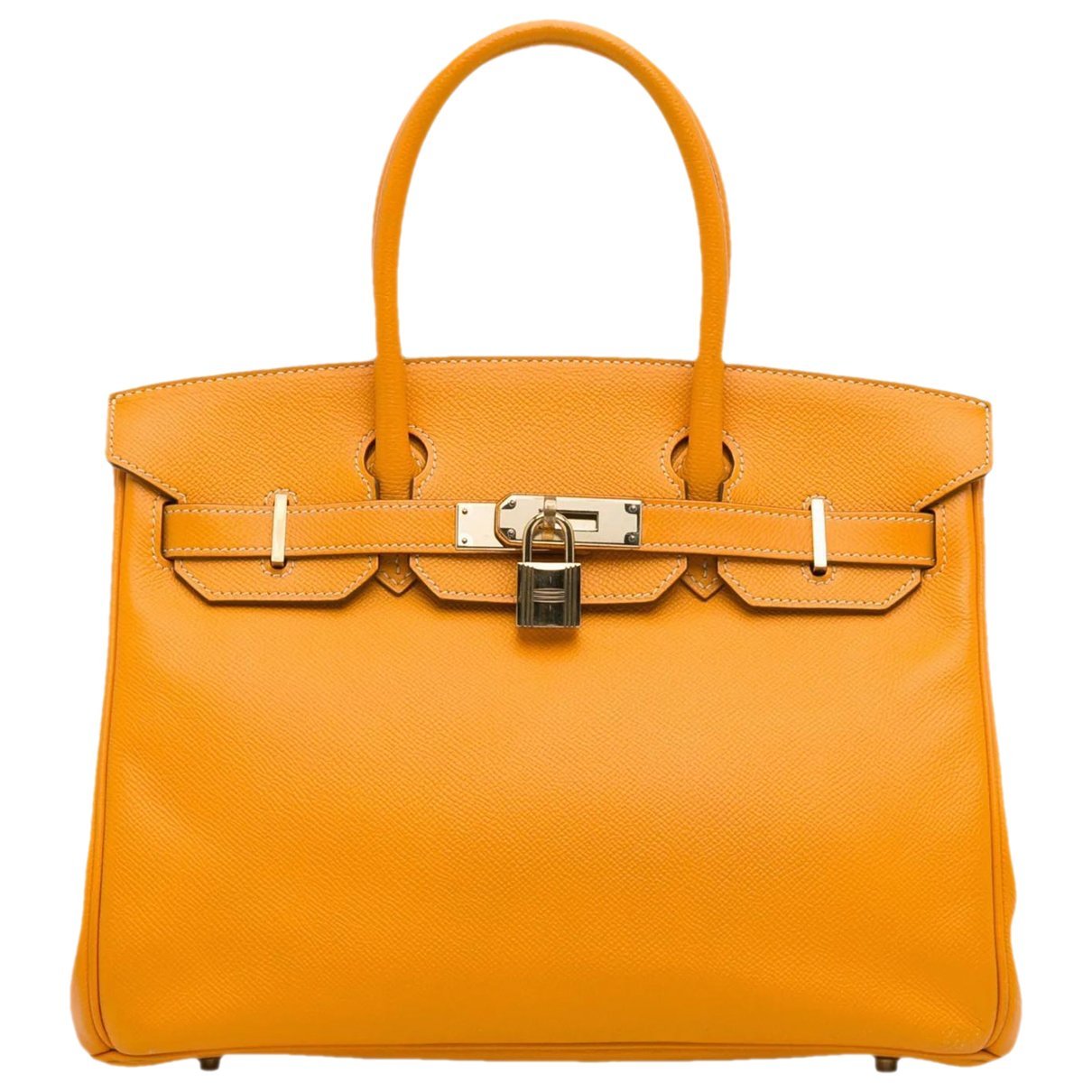 Hermes Birkin 30 Handbag Orange Clemence Leather 2012