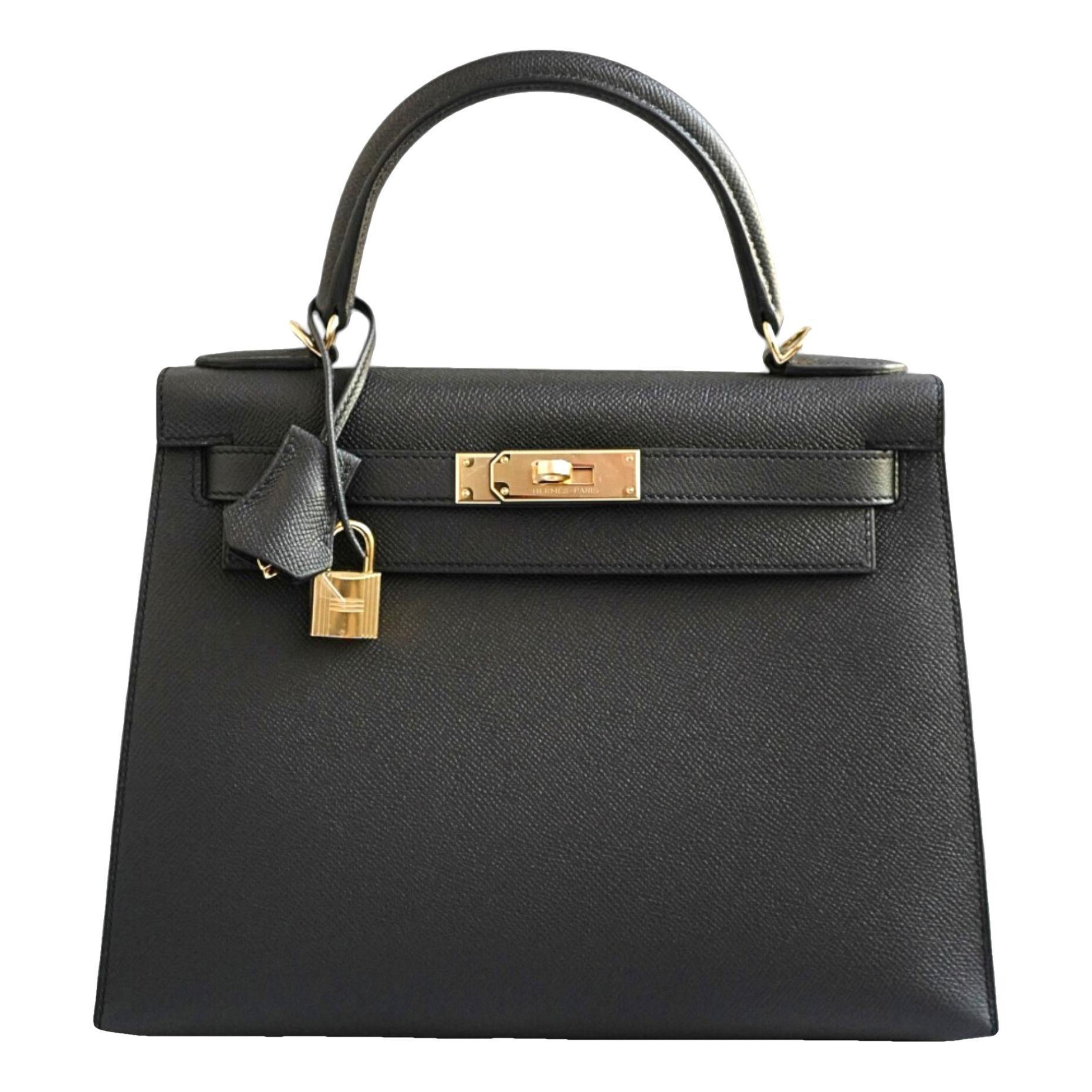 Hermes Kelly 28 Handbag Black Epsom Leather 2023