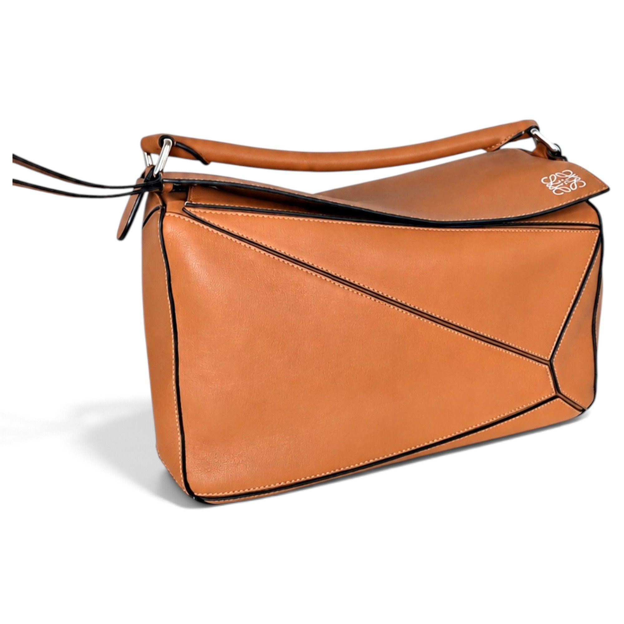 Puzzle leather handbag