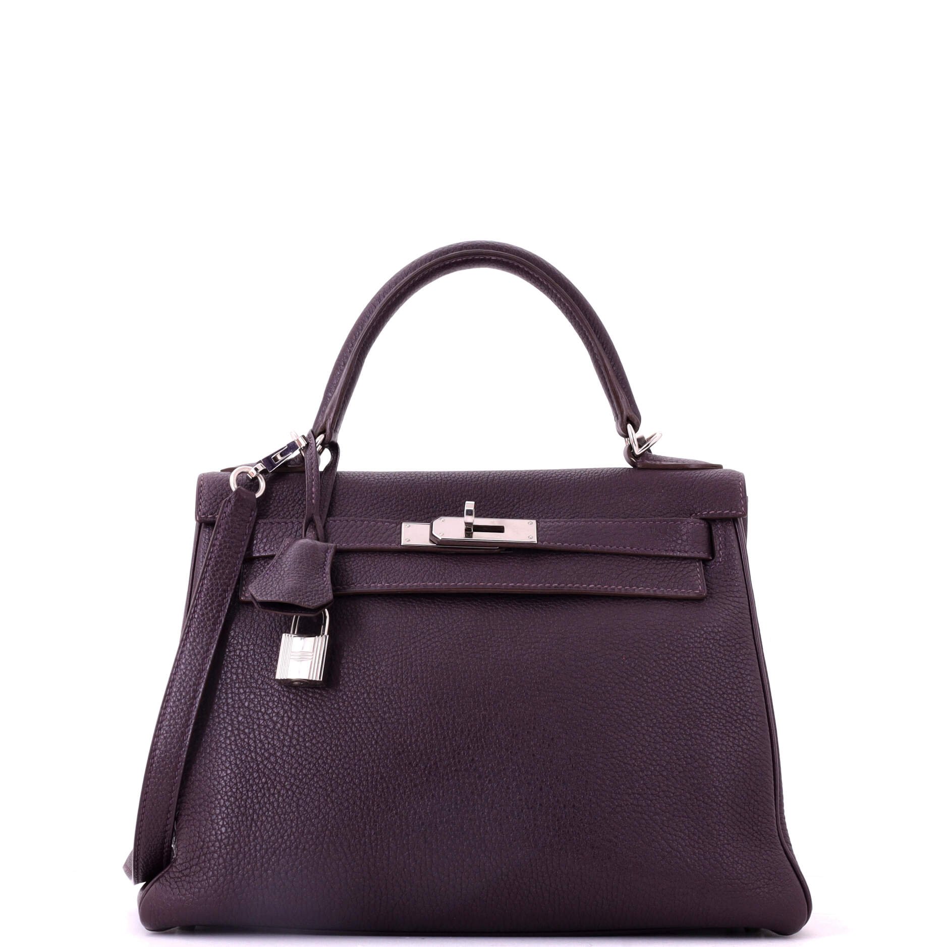 Kelly Handbag Raisin Togo with Palladium Hardware 28