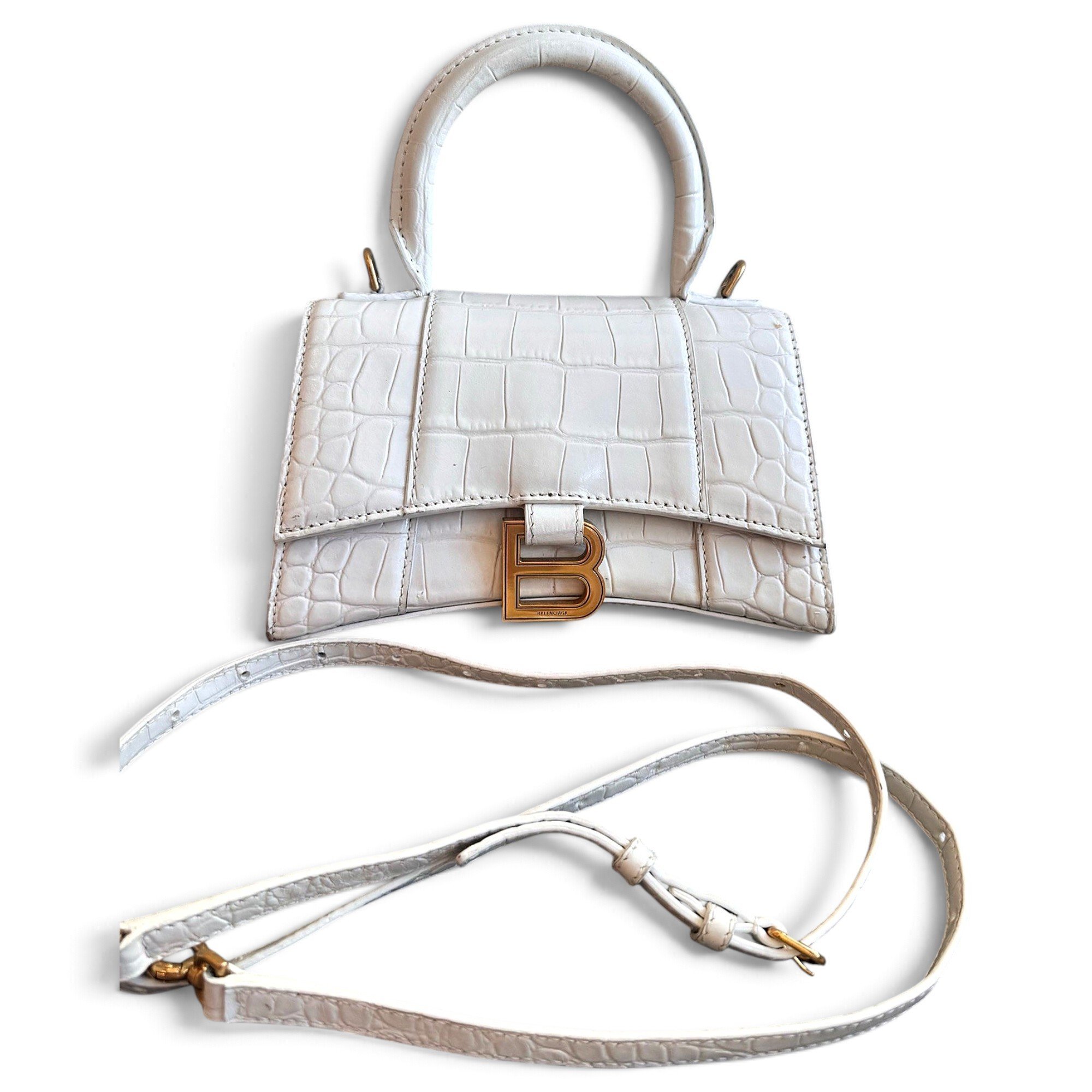 Hourglass leather handbag