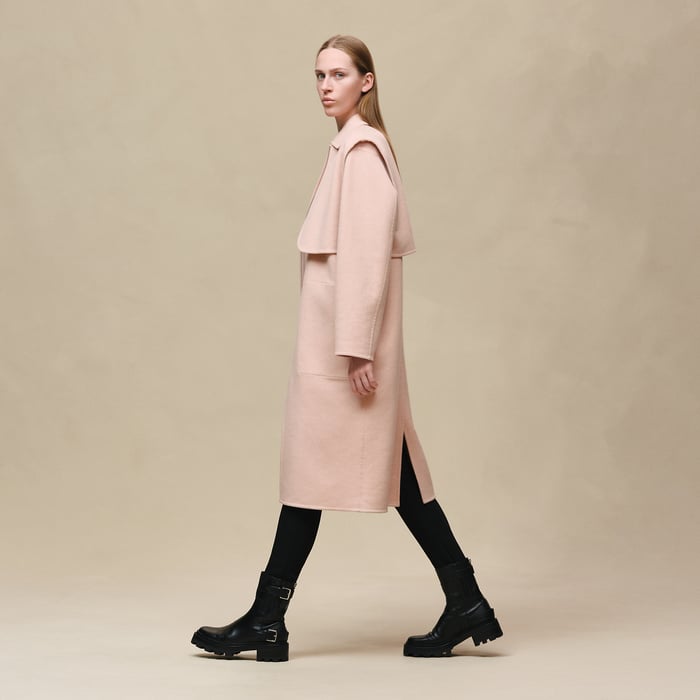 Rose Palomino Long Storm Flap Coat