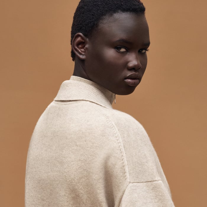 Beige Naturel High Collar Sweater