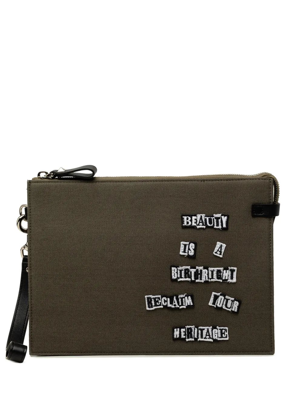 Valentino Garavani 2018-2026 Jamie Reid Embroidered Canvas Rockstud clutch bag