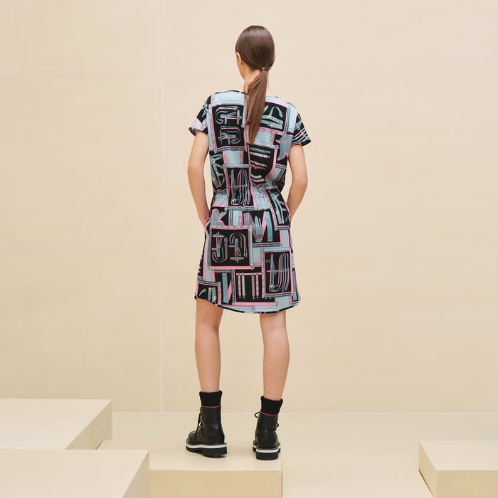 Noir "Lettres Equestres" Drawstring Dress