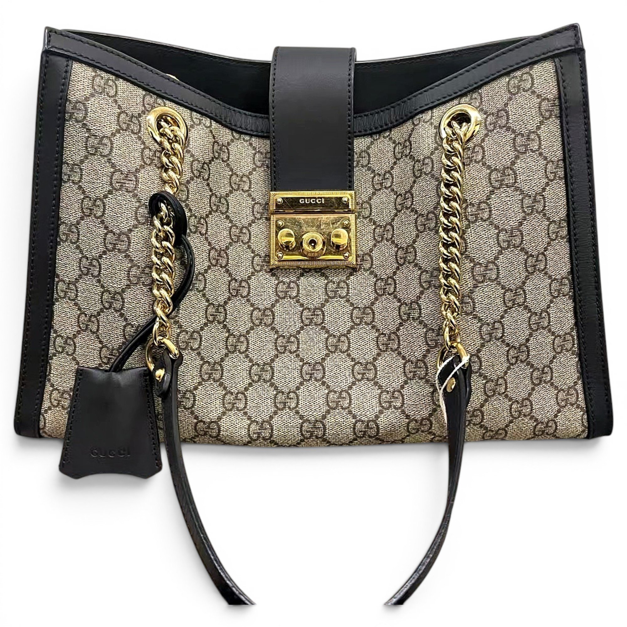 Padlock leather tote