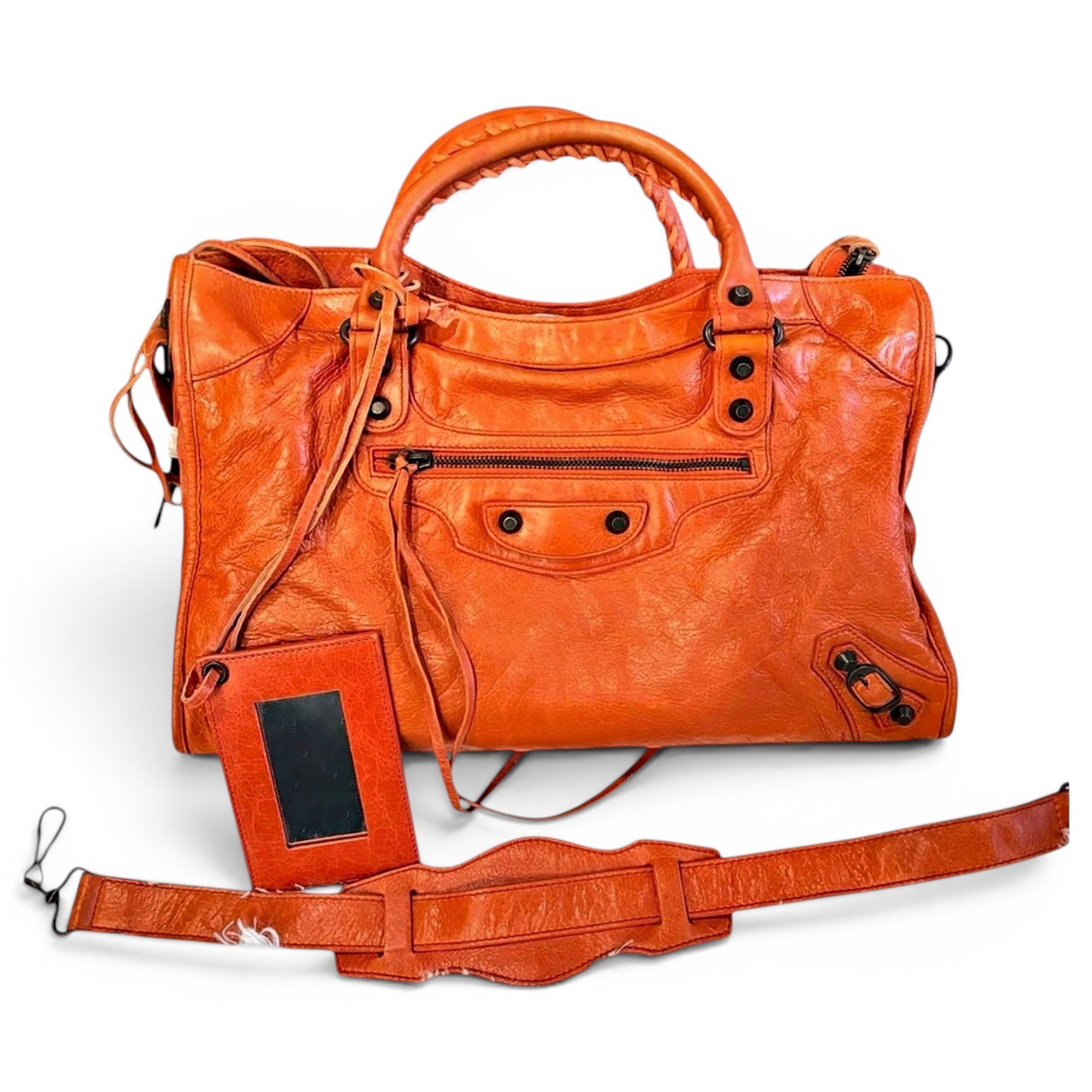 City leather handbag