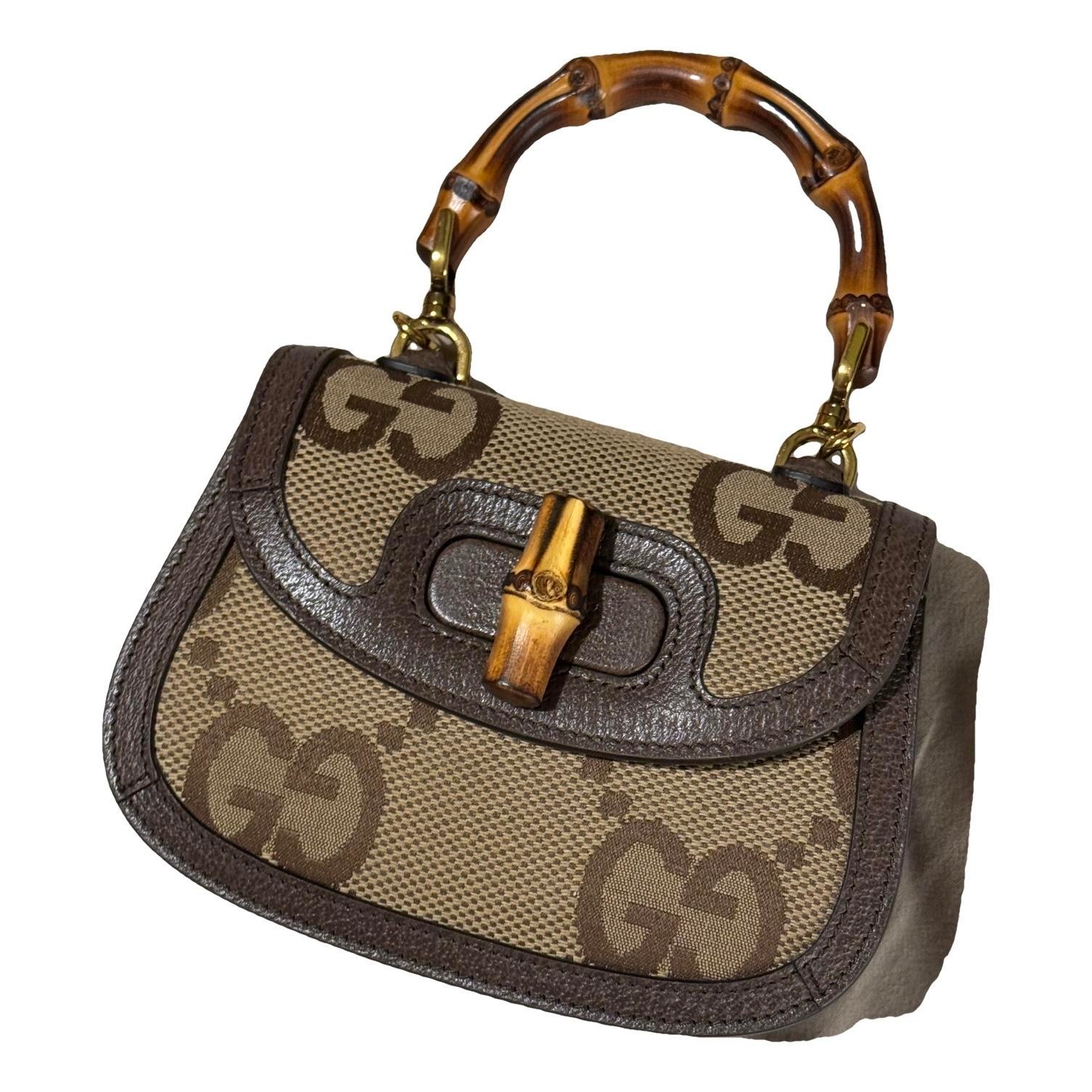 Bamboo leather clutch bag