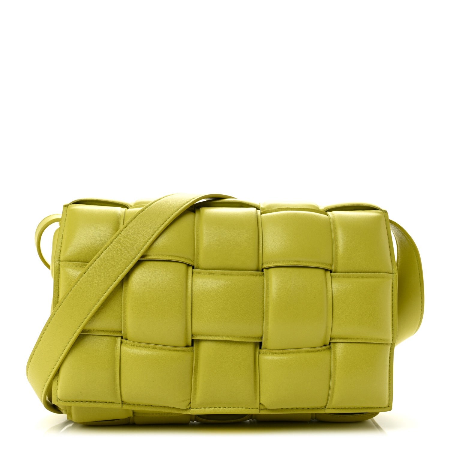 Bottega Veneta Nappa Maxi Intreccio Padded Cassette Crossbody Bag Lime