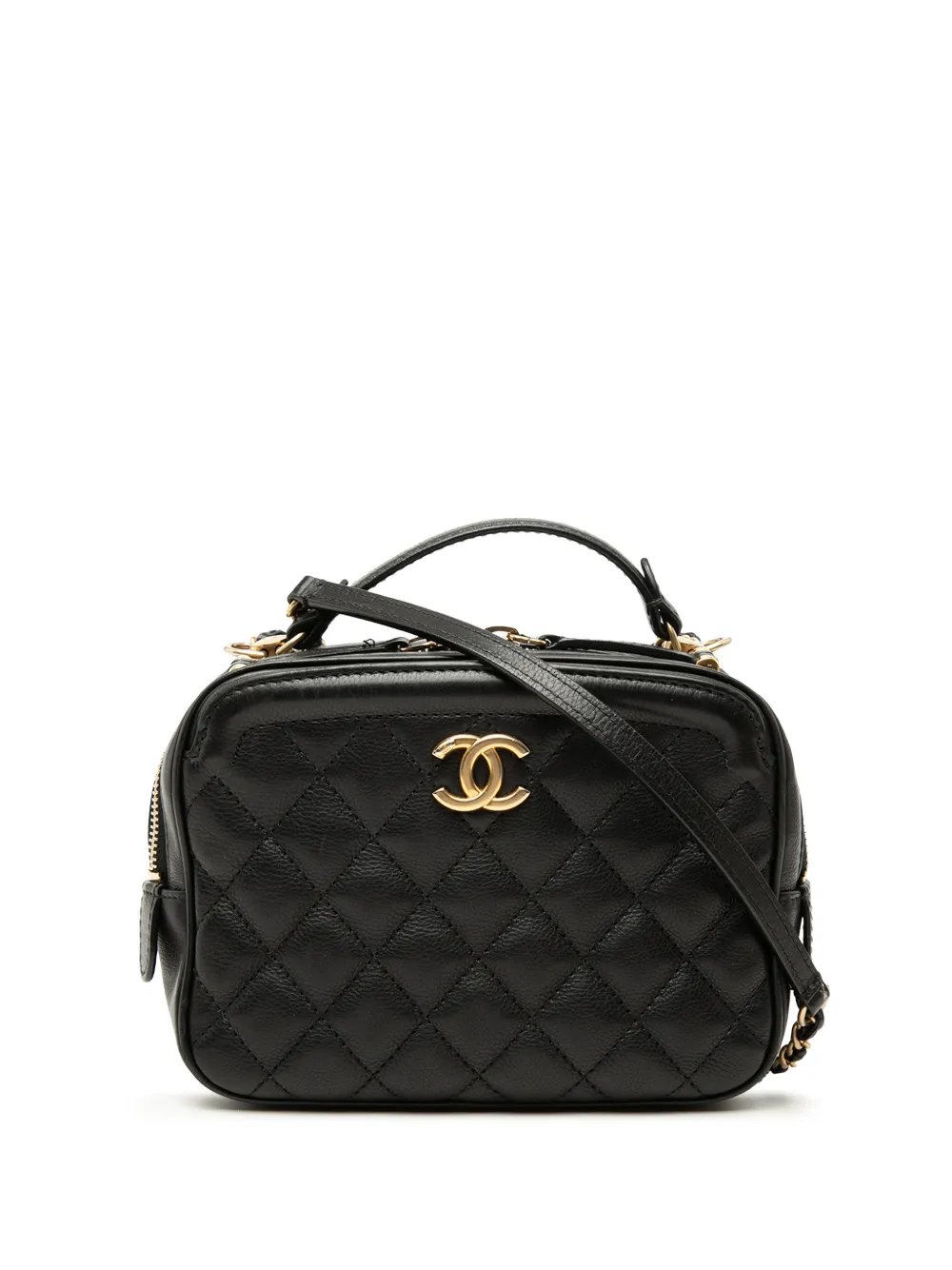 2018-2019 Small CC Quilted Lambskin Top Handle Vanity Case with Chain satchel