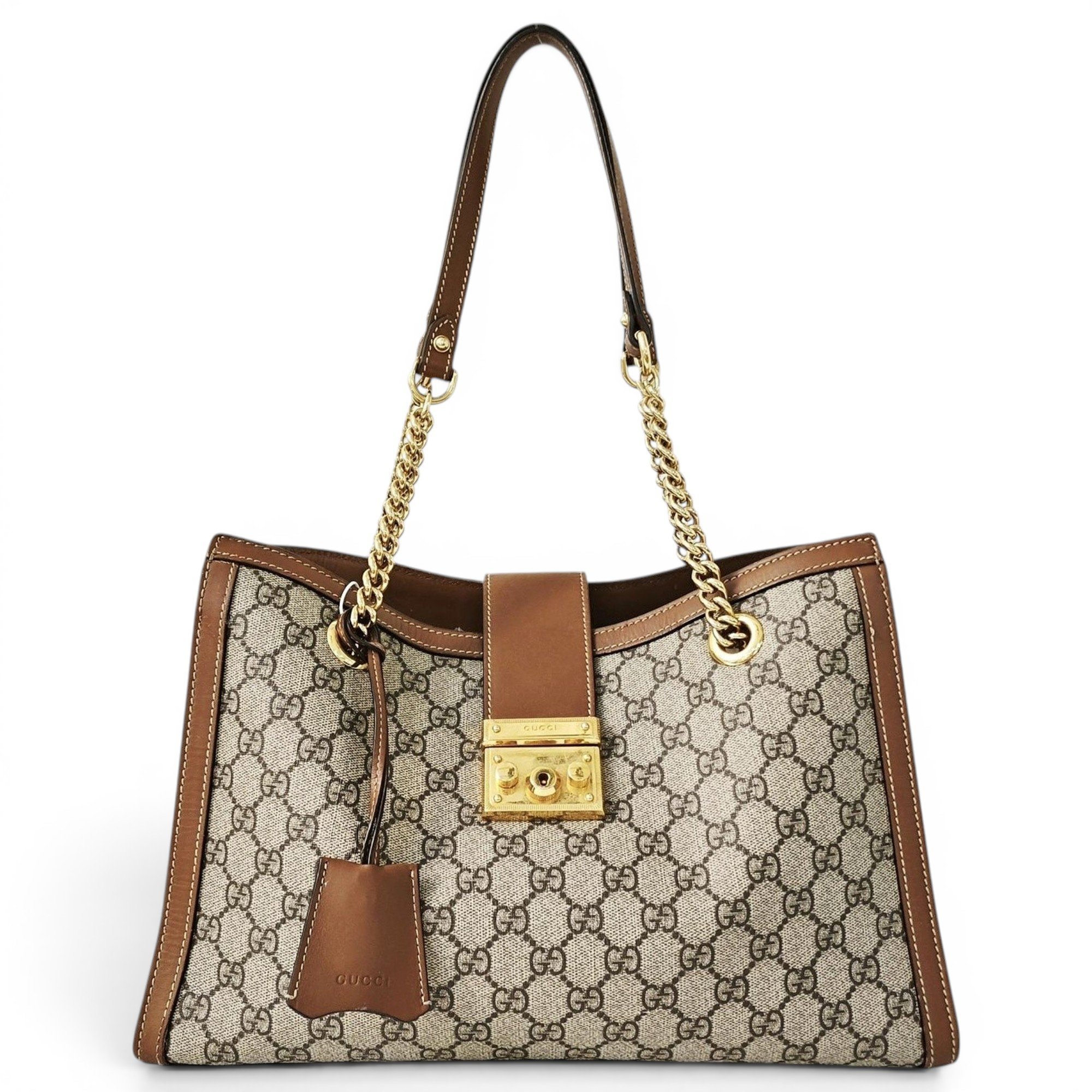 Padlock leather handbag
