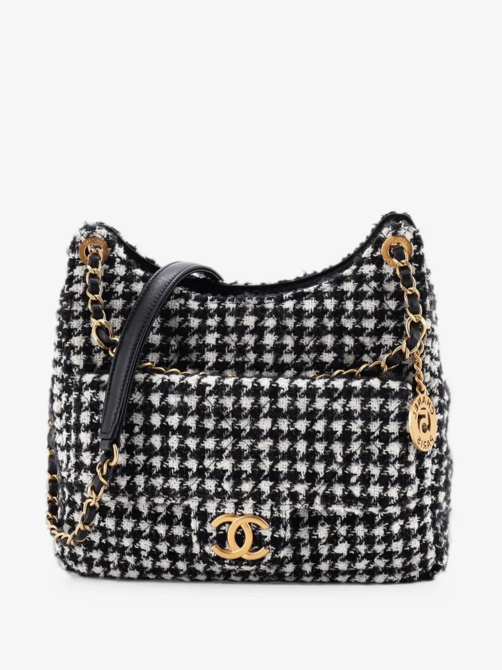 Wavy CC Quilted Tweed Medium hobo bag