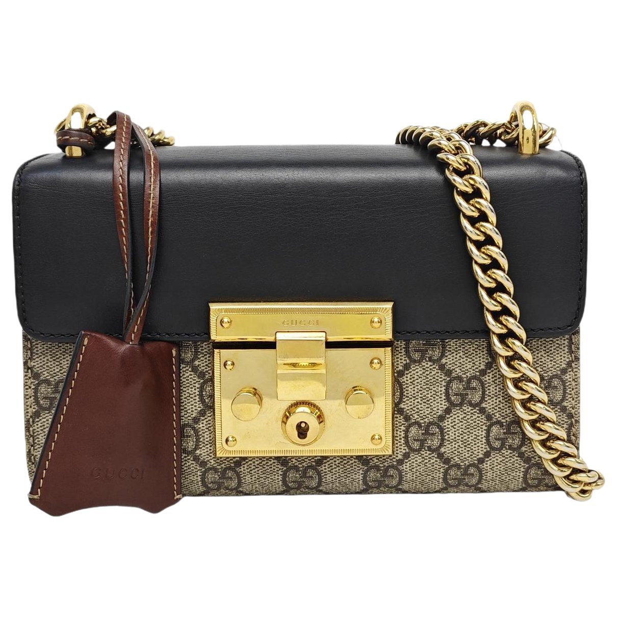 Padlock leather crossbody bag