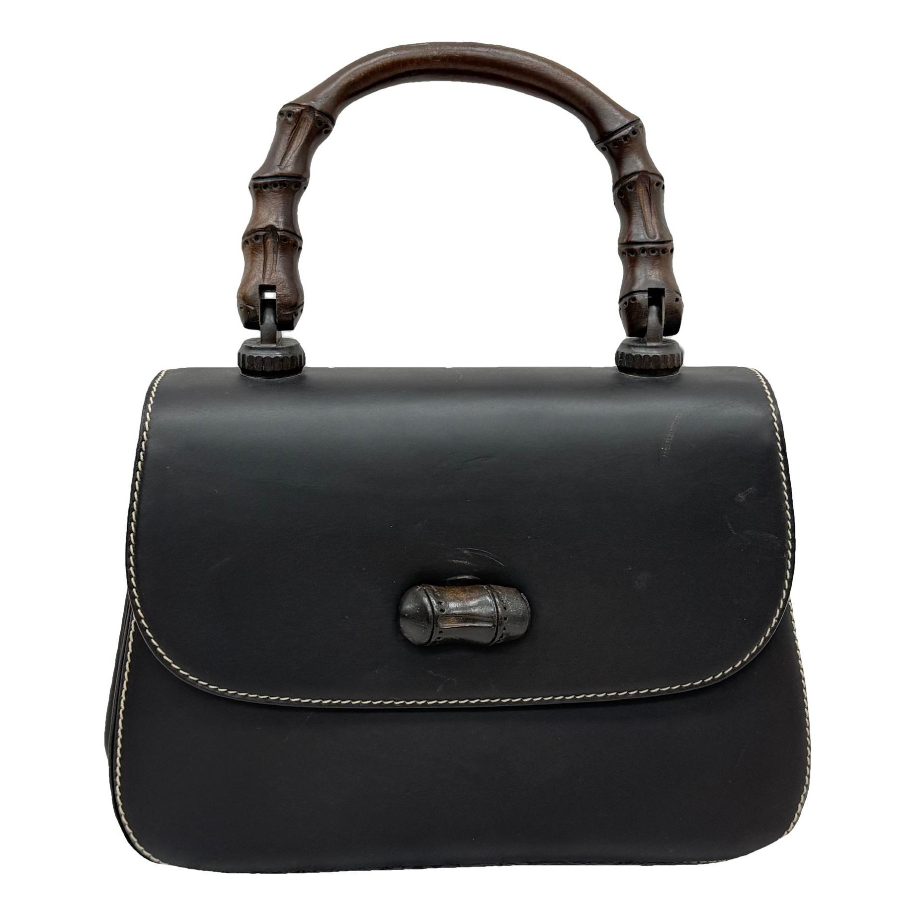 Convertible Bamboo Top Handle leather handbag