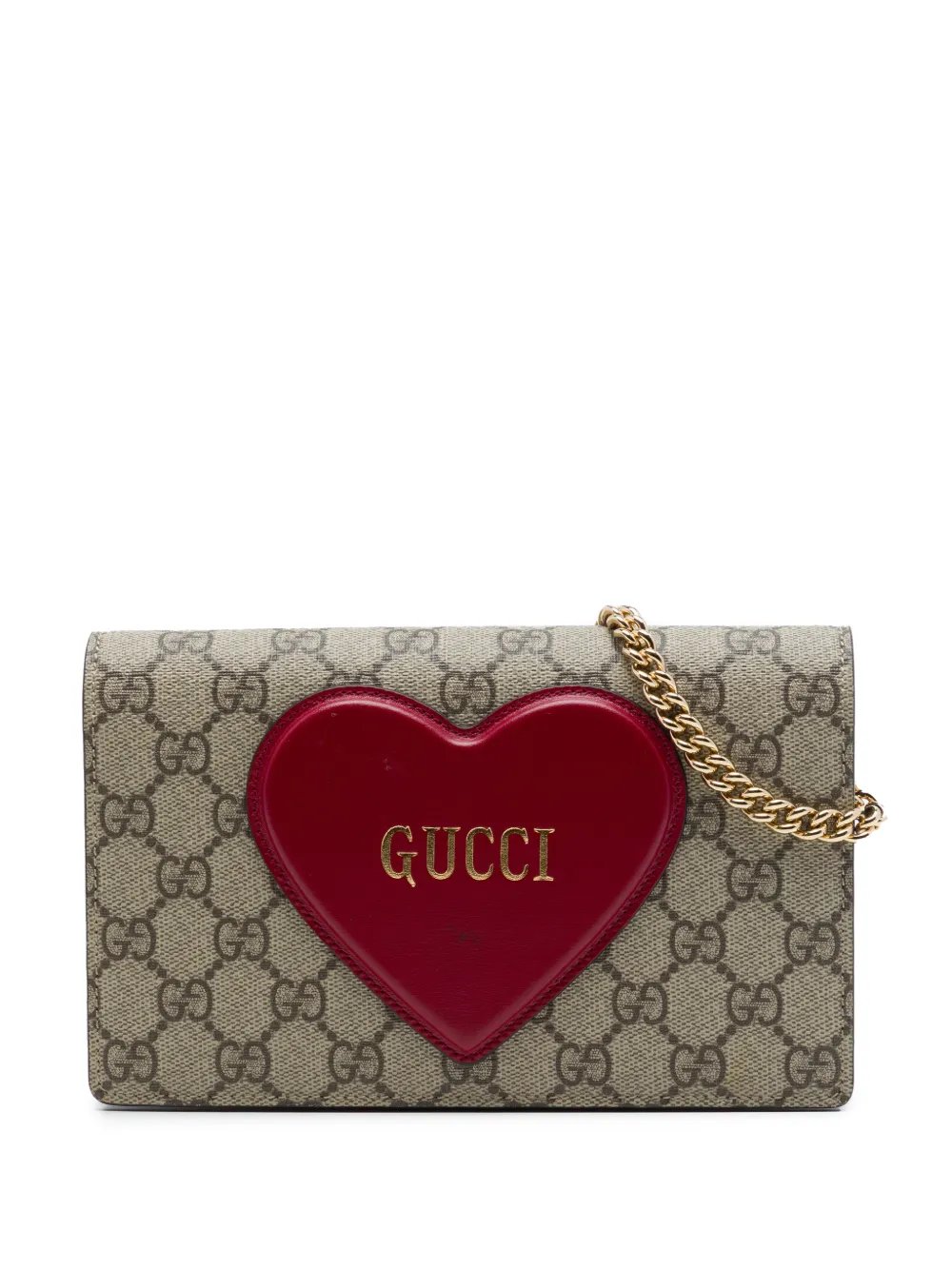 2000-2015 GG Supreme Heart Embellished Wallet on Chain crossbody bag