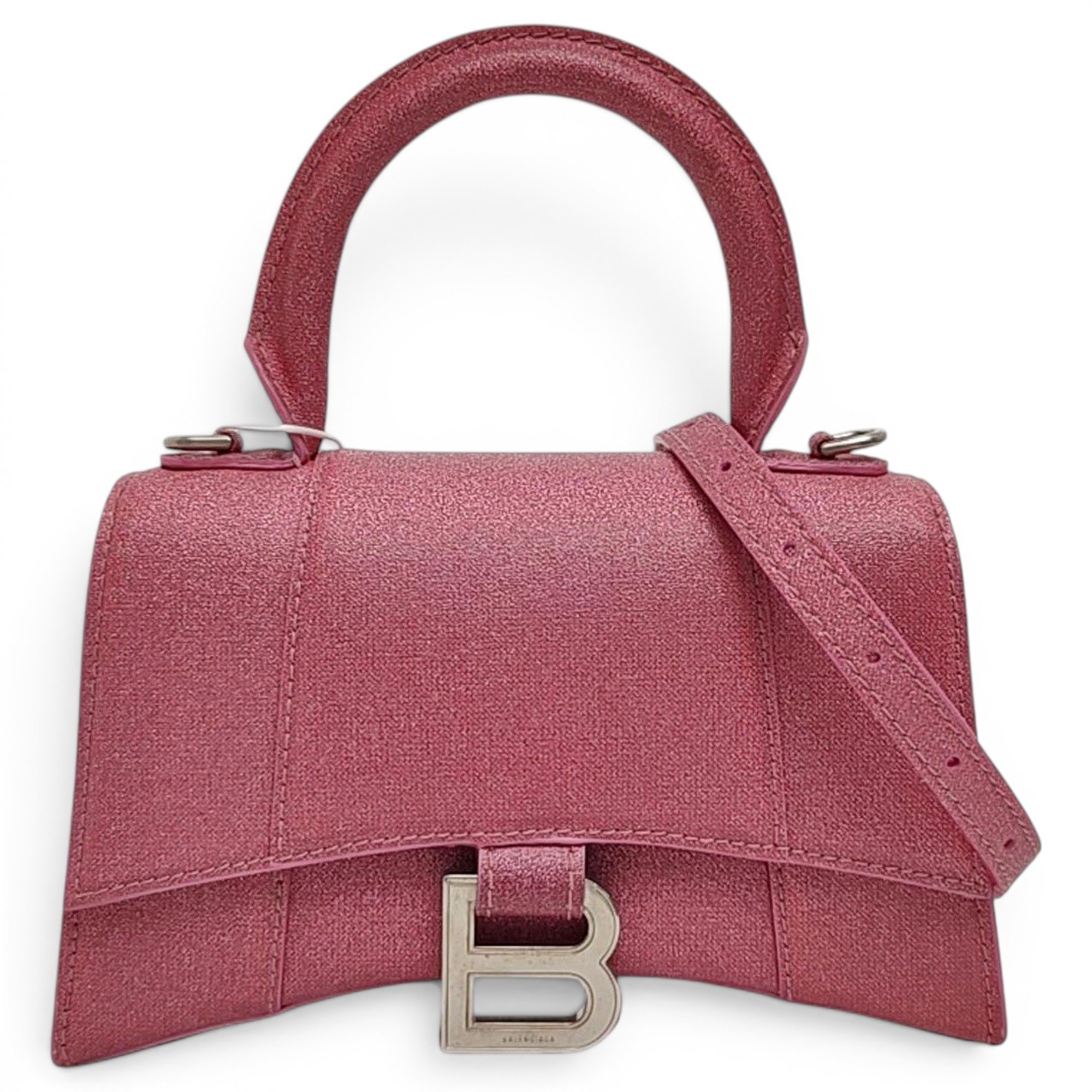 Hourglass leather handbag
