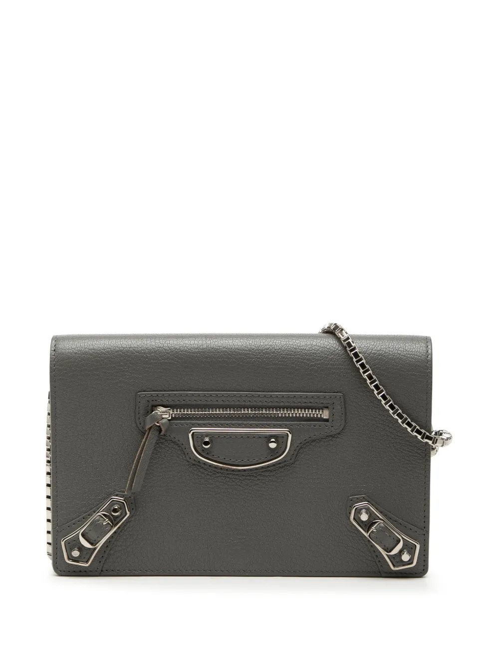 Balenciaga 2017 Chevre Motocross Metallic Edge Wallet on Chain crossbody bag