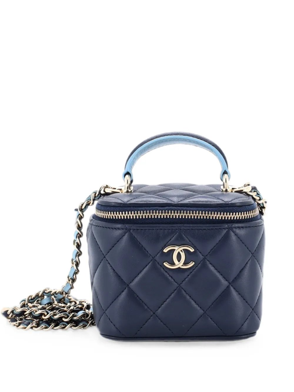 Classic Top Handle Vanity Case with Chain Quilted Lambskin Mini crossbody bag