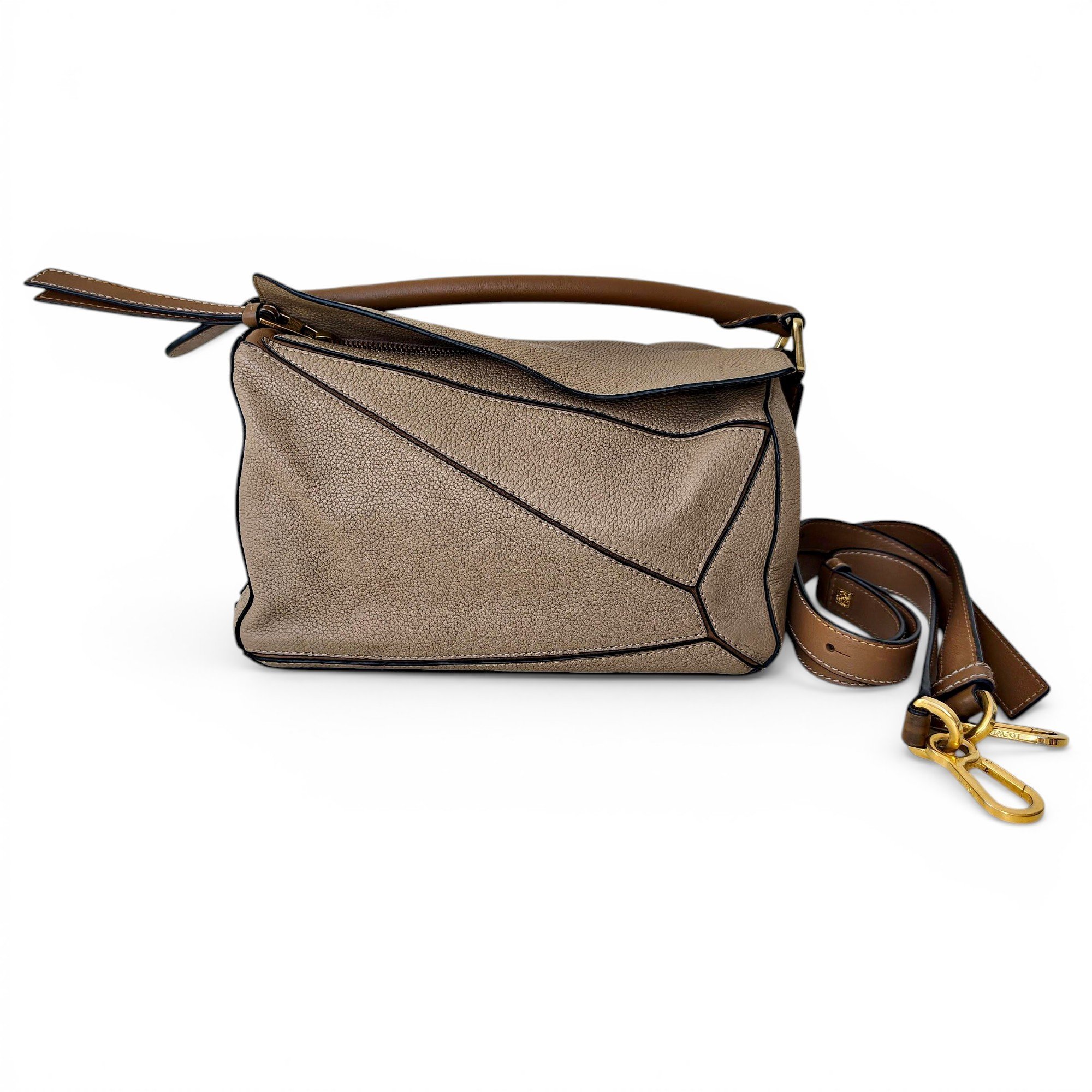 Puzzle leather handbag