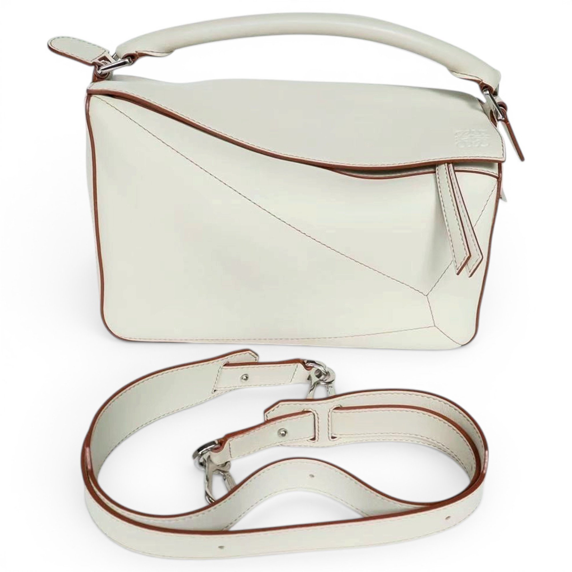 Puzzle leather handbag