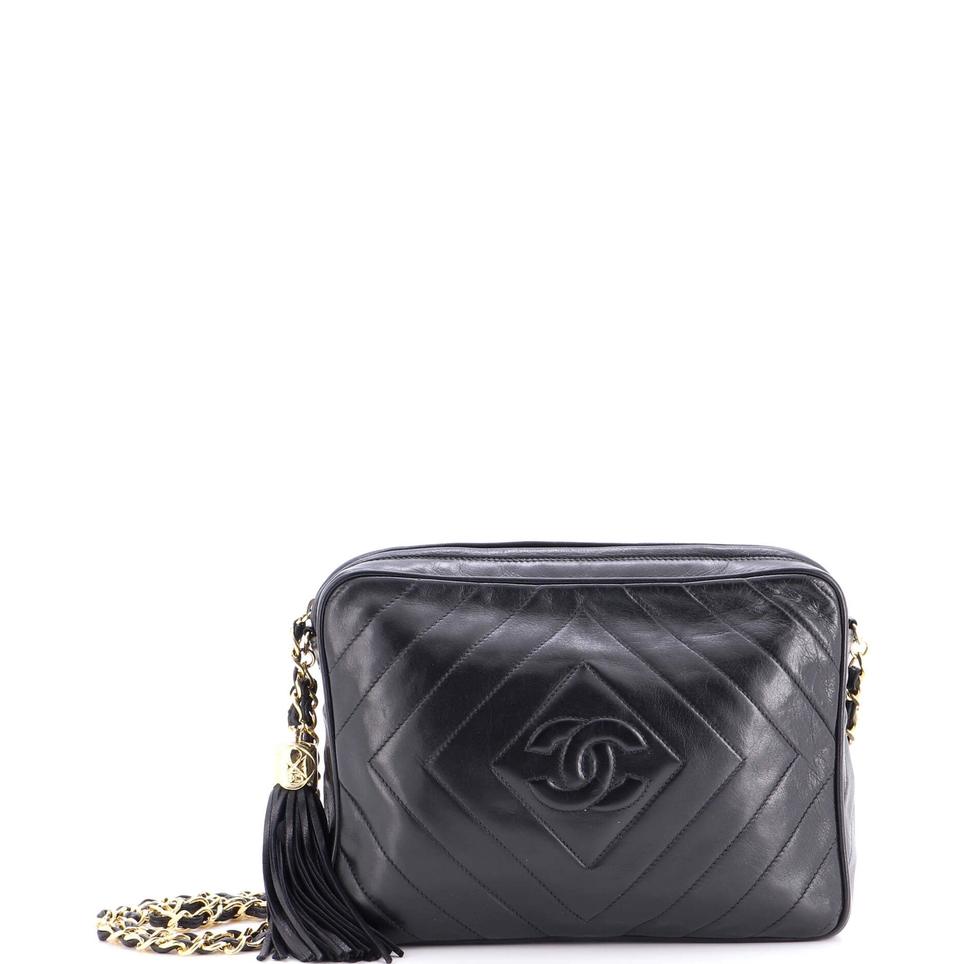 Vintage Diamond CC Camera Bag Chevron Lambskin Medium
