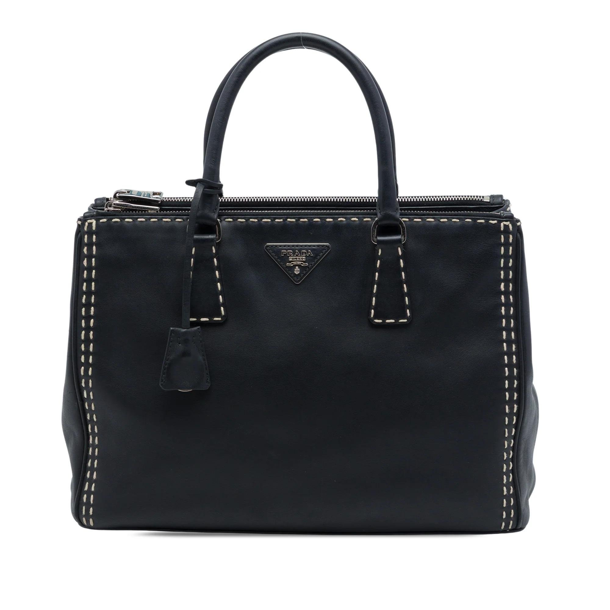 Double leather satchel
