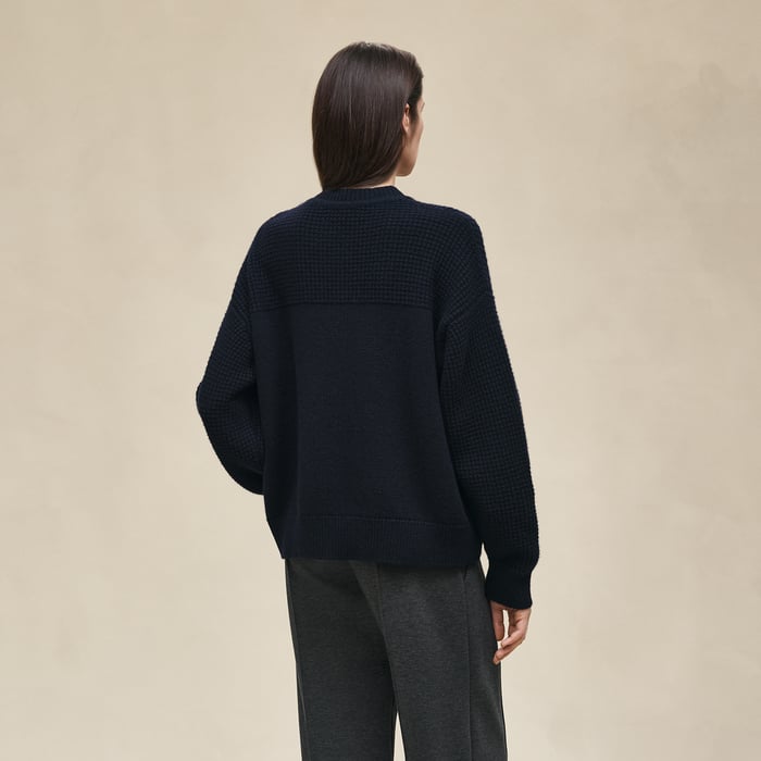 Bleu Noir Cashmere Long-sleeve Sweater