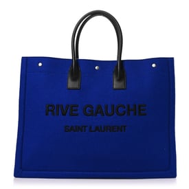 Saint Laurent Wool Rive Gauche Tote Blue