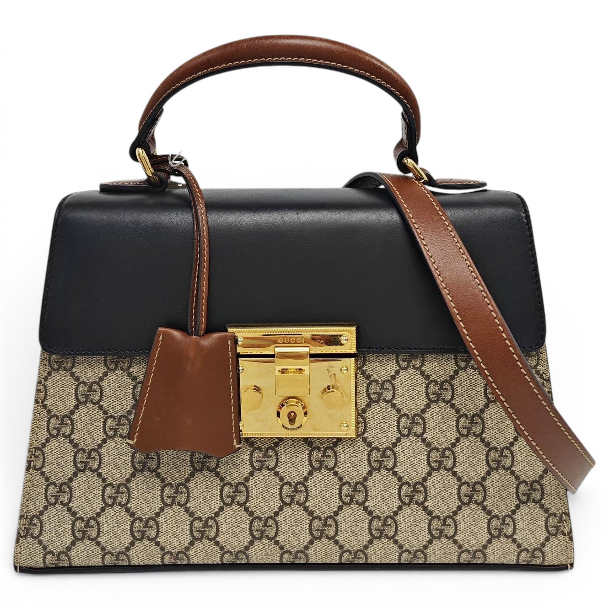 Padlock leather handbag