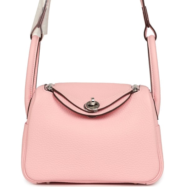 Hermes Mini Lindy II Rose Sakura Verso Clemence Palladium Hardware